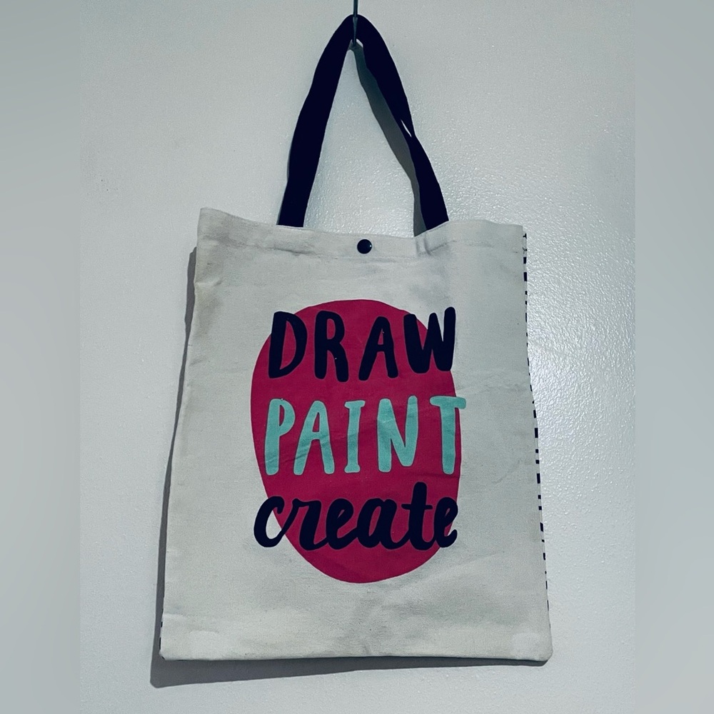Creative Canvas Tote Bag - cream